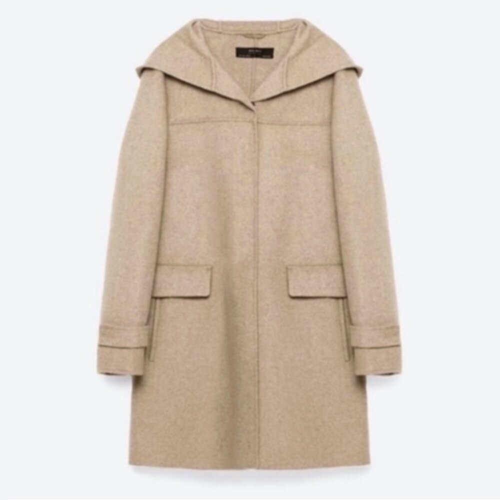 Zara Handmade Wool Coat RARE Tan Sz XS